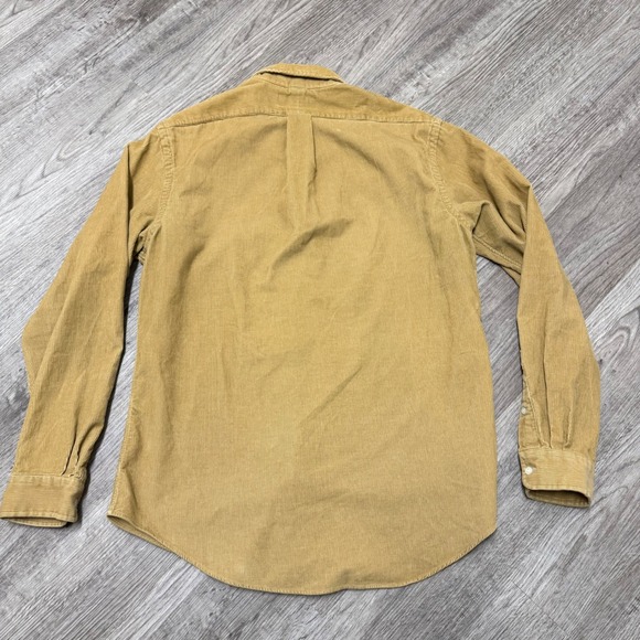 Vintage Ralph Lauren Custom Fit Corduroy Shirt Men Large Tan Brown Button Cotton - Picture 7 of 7